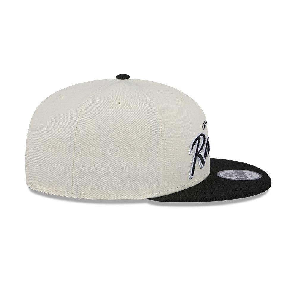 Las Vegas Raiders Hat - Script Chrome White OTC 2-Tone NFL 9Fifty Snapback Cap - New Era